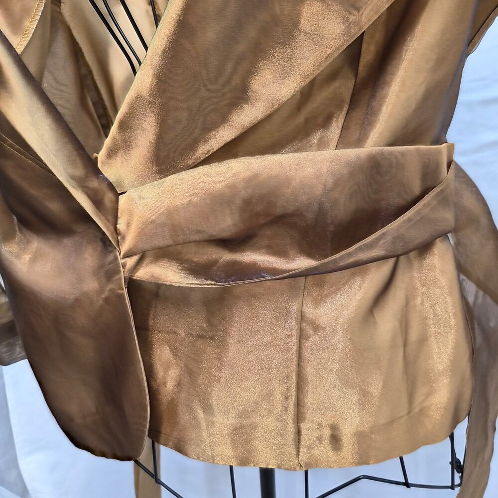 Alex EVENINGS Sheer Gold Organza Wrap Top Women's M Dressy Cocktail Formal - Picture 3 of 8